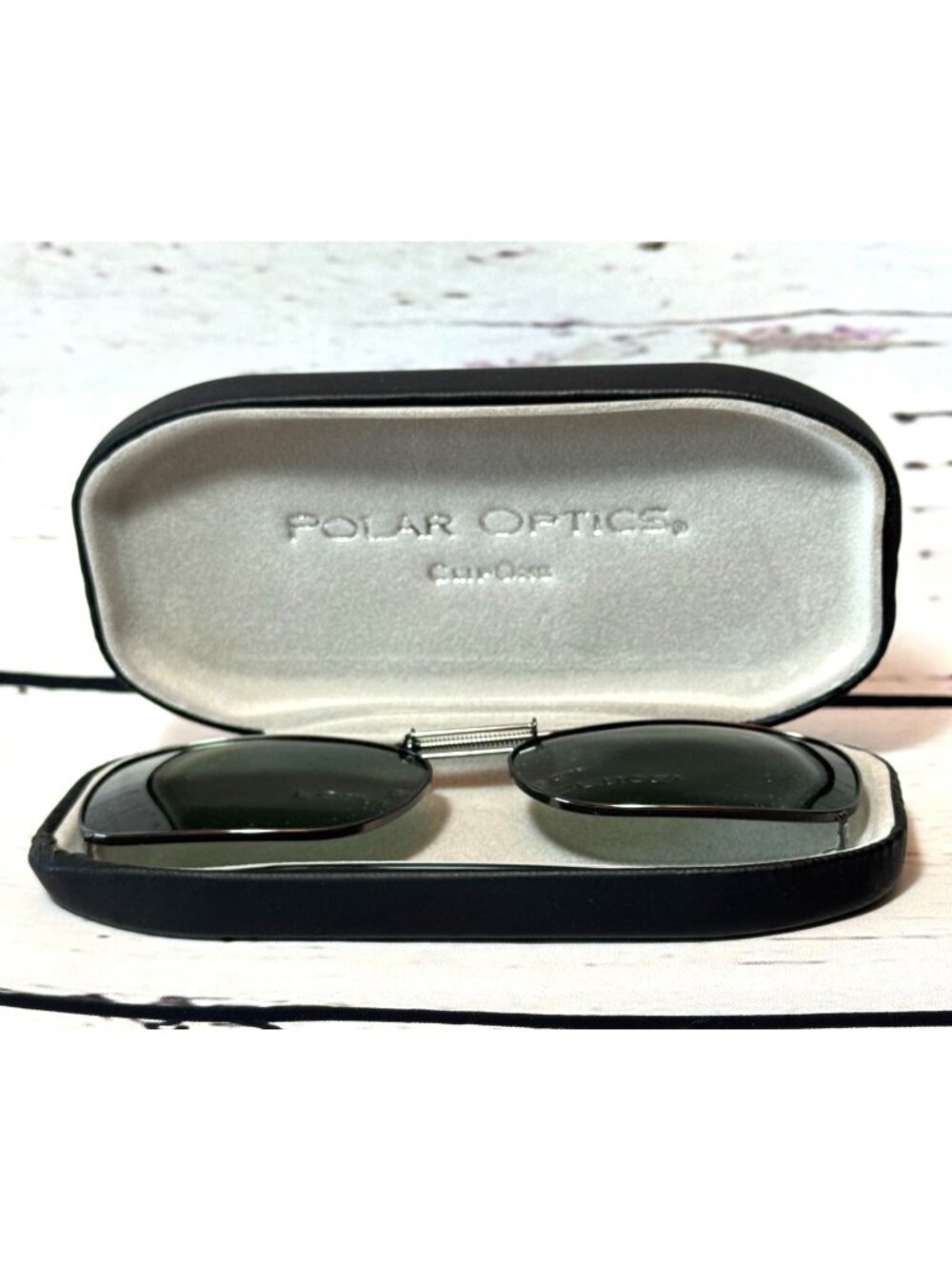 Polar Optics Clip-On Sunglasses With Black Protective Case